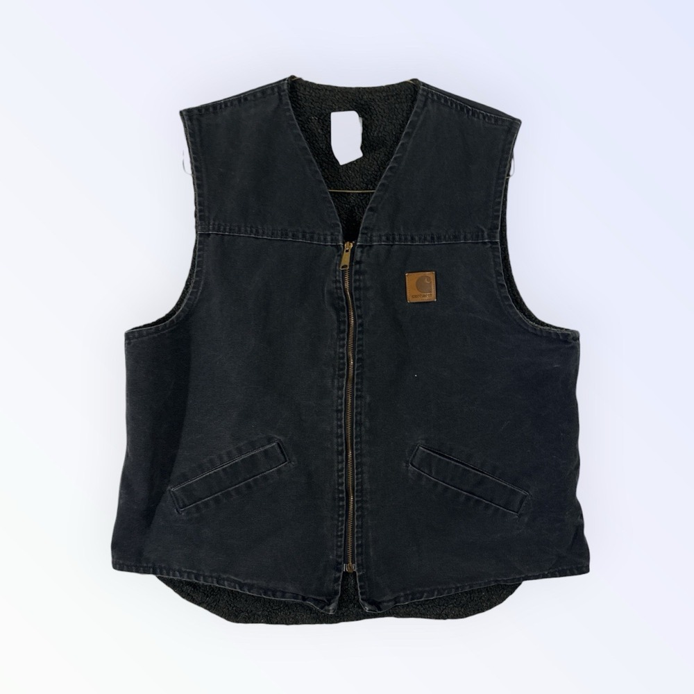 VINTAGE Carhartt V13PTL SHERPA work wear vest XLT PETROL GRAY